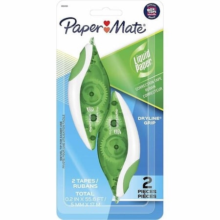 Paper Mate Correction Tape, 1/5inx27.8ft , Green/White Dispensers, WE, 2PK PAP662415K